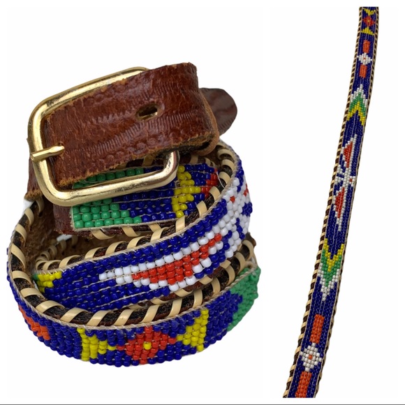 Hand Beaded Cowhide Leather Thin Eagle Belt 30 main image 10